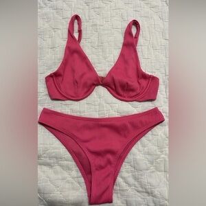 Ribbed Pink Bikini Set